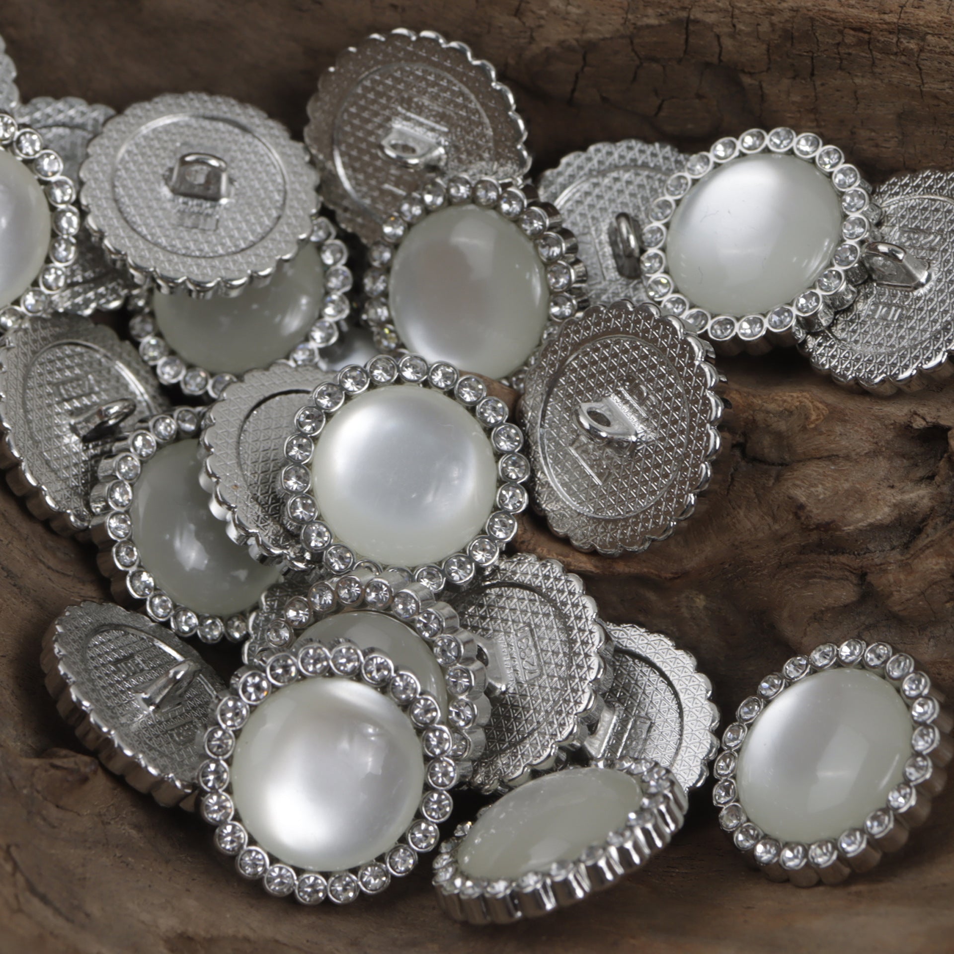 Silver Gold Zinc Alloy Metal Buttons with Diamond-Edged 10pcs - Lots of Buttons