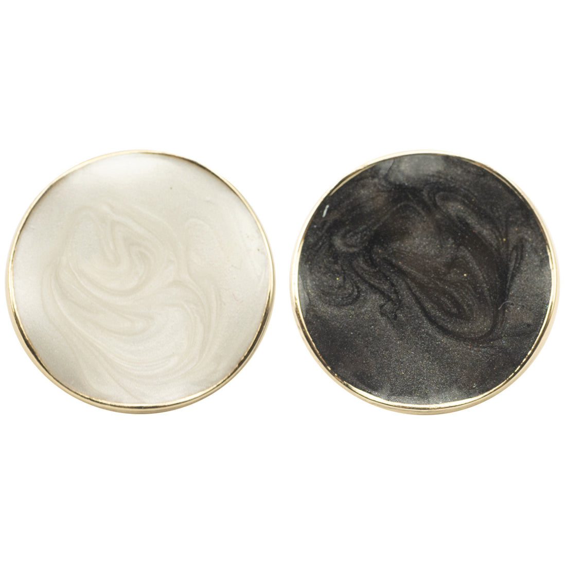 Curved Irregular Gold-Edged Pearl Metal Shank Coat Buttons 10pcs - Lots of Buttons