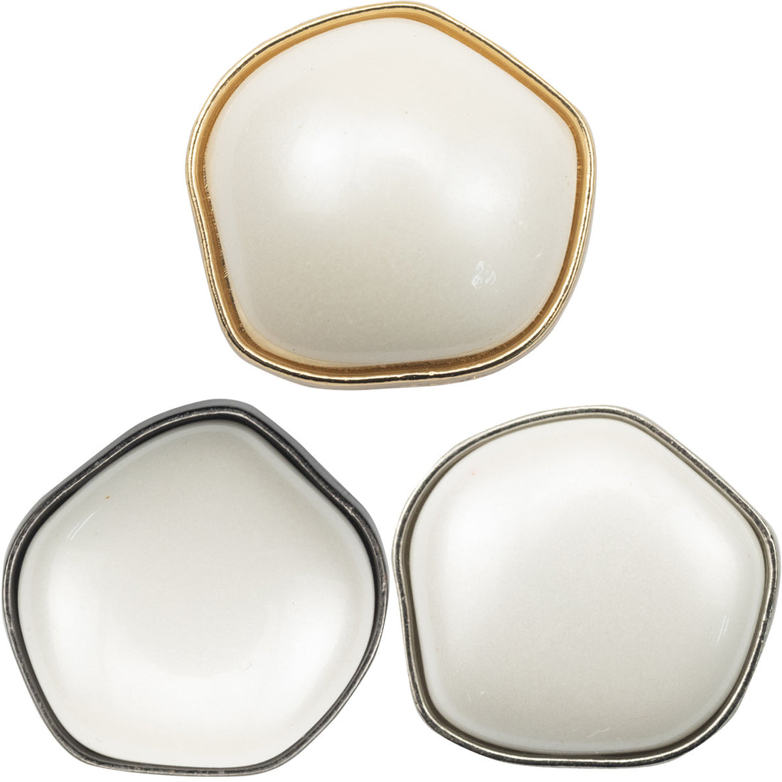 Metal Irregular Polygon Resin and Metal Combination Buttons 6pcs - Lots of Buttons