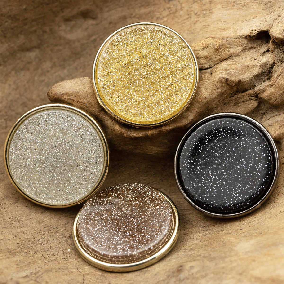 Fashion Round Pearl Lustre Resin Faced Metal-Based Buttons,5pcs 