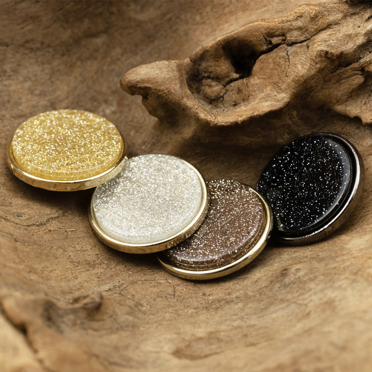 Fashion Round Pearl Lustre Resin Faced Metal-Based Buttons,5pcs 