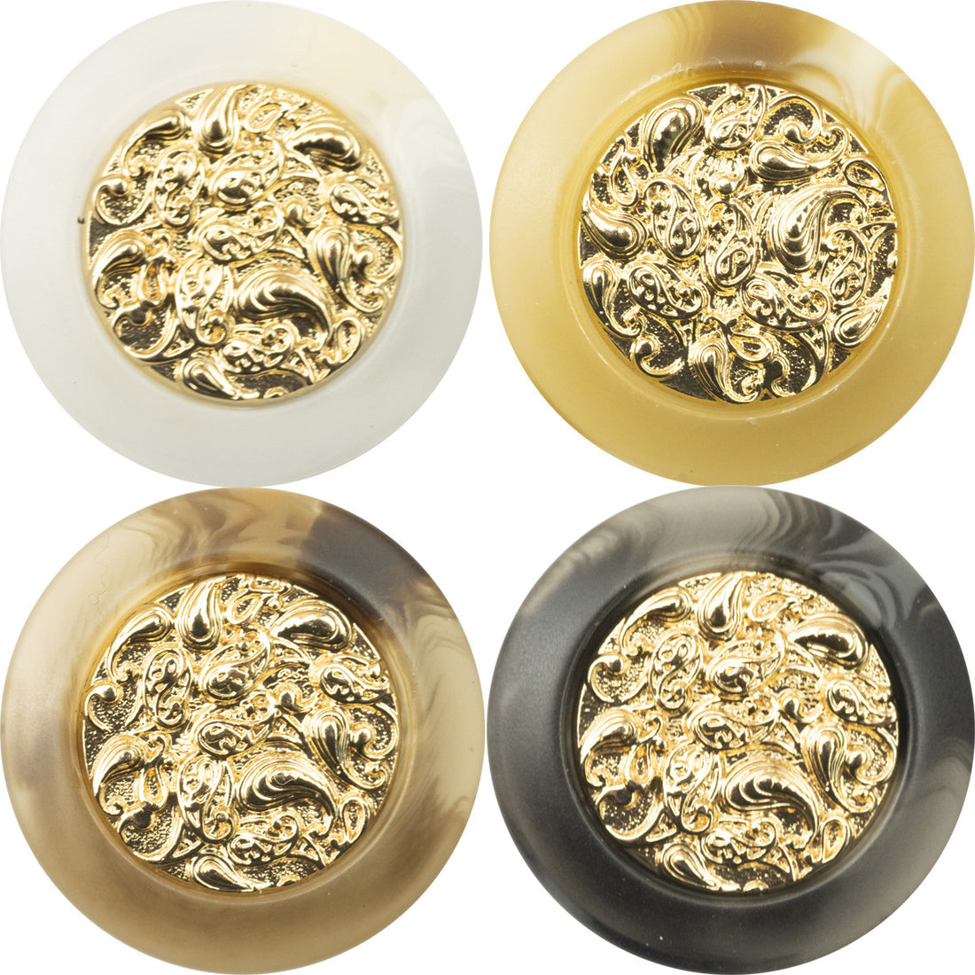 Chinese Style Golden Auspicious Cloud Resin Metal Combination Buttons 10pcs - Lots of Buttons