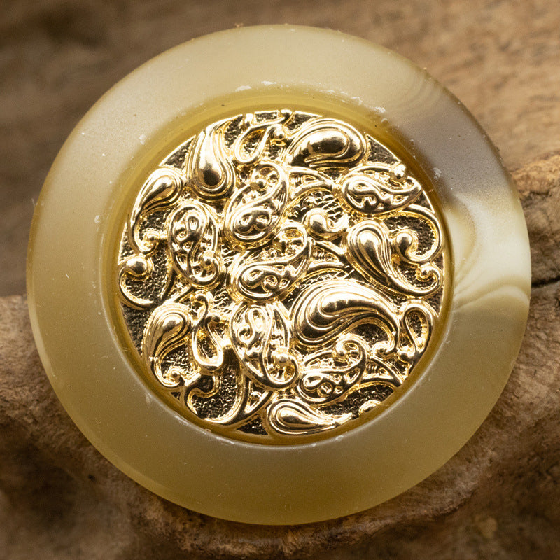 Chinese Style Golden Auspicious Cloud Resin Metal Combination Buttons 10pcs - Lots of Buttons