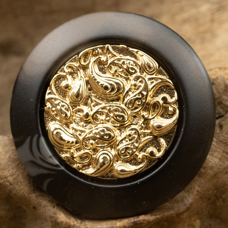 Chinese Style Golden Auspicious Cloud Resin Metal Combination Buttons 10pcs - Lots of Buttons