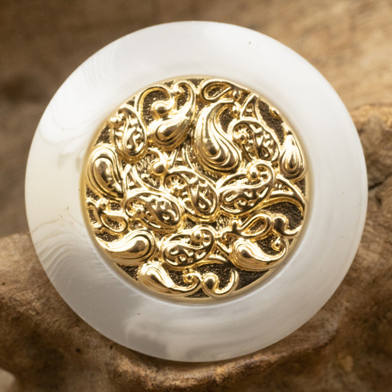 Chinese Style Golden Auspicious Cloud Resin Metal Combination Buttons 10pcs - Lots of Buttons