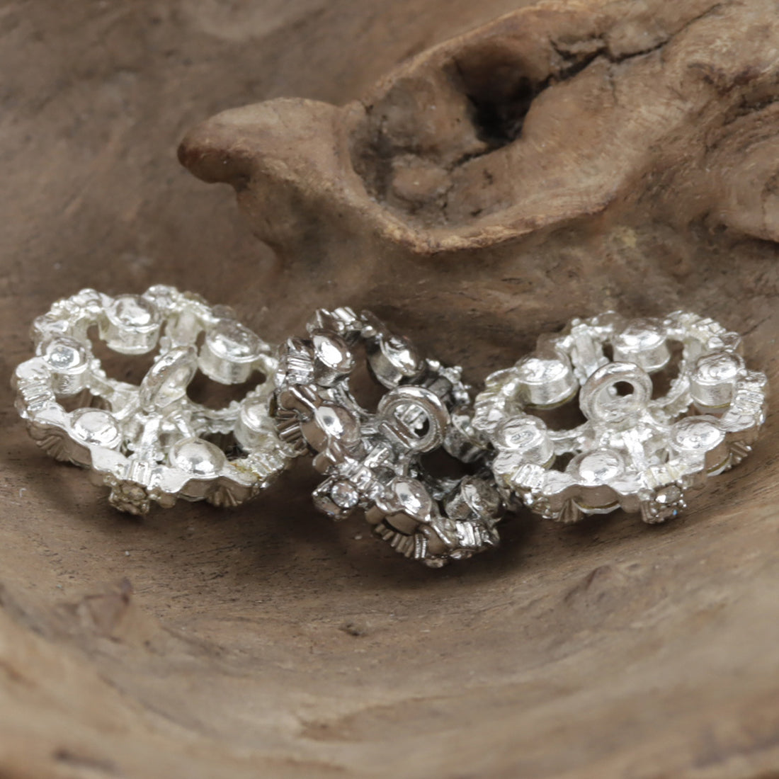 Irregular Snowflake Inlaid with Rhinestones Hollow Metal Button 10pcs - Lots of Buttons