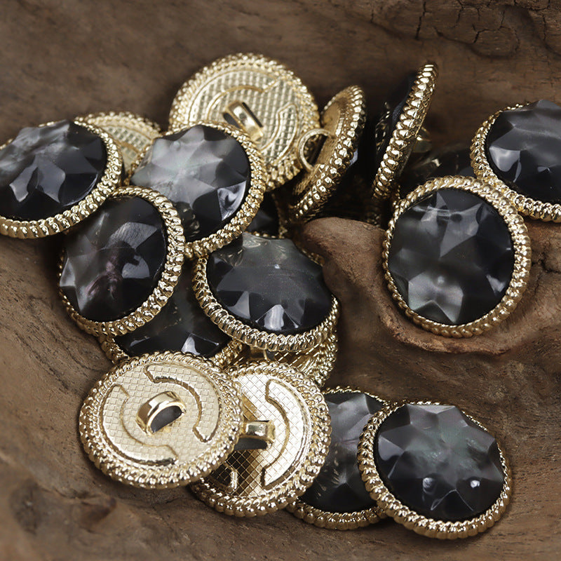 18-23mm Golden Lace Resin Diamond Pattern Metal Button 10pcs - Lots of Buttons