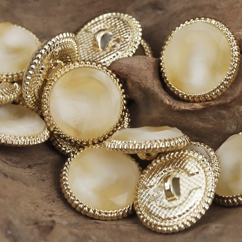 18-23mm Golden Lace Beige Resin and Metal Button 10pcs