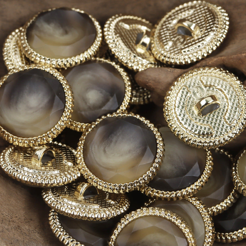 18-23mm Golden Lace Beige Resin and Metal Button 10pcs