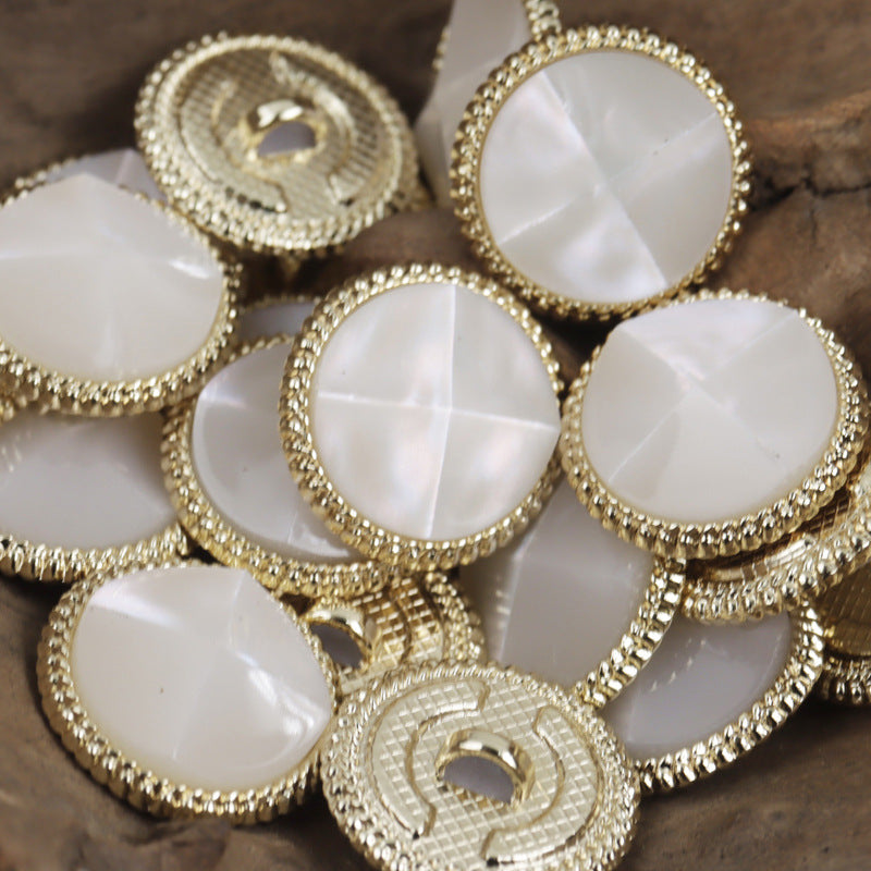 Resin Tortoise Shell-Shaped Button with Gold Metal Base 10pcs - Lots of Buttons