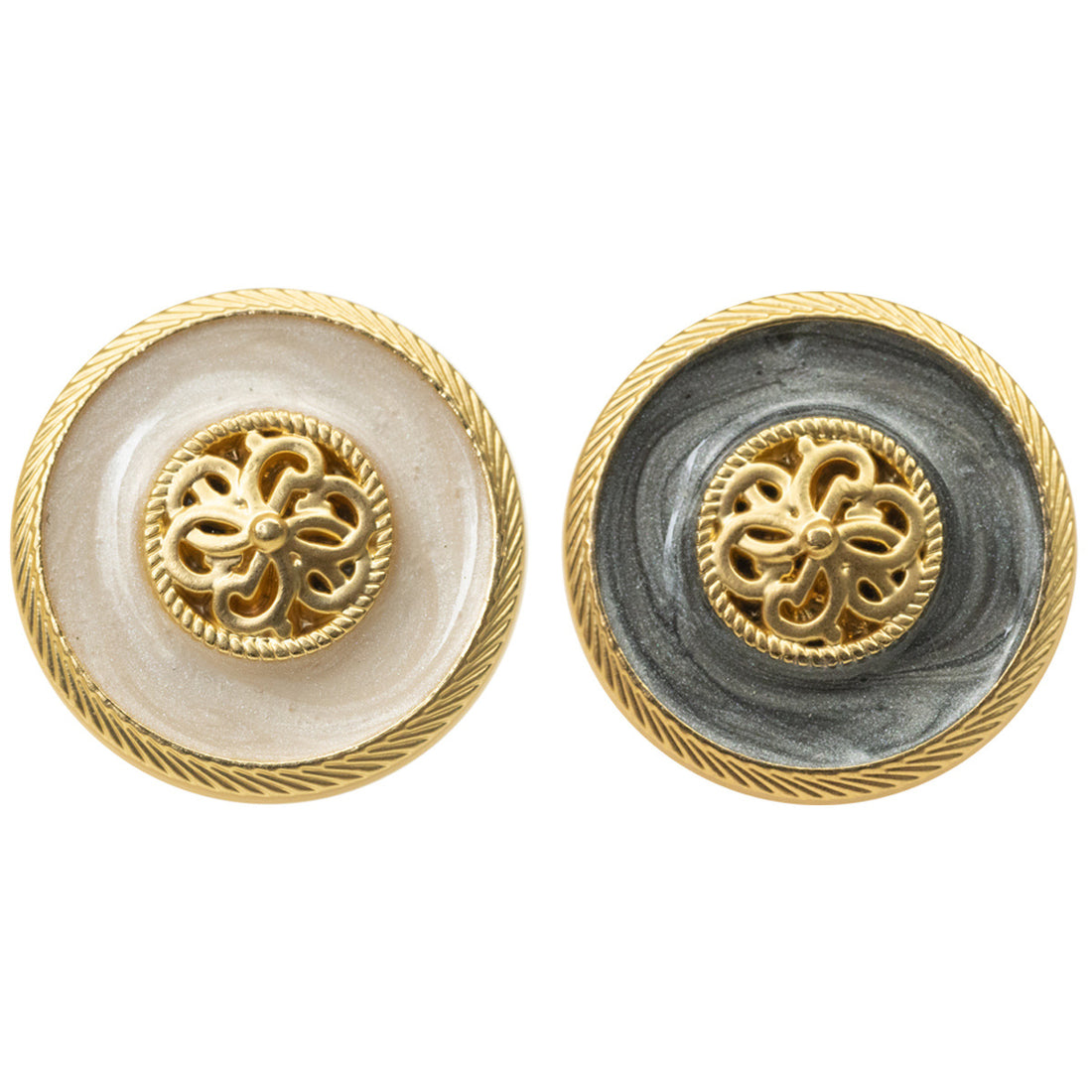 Premium French Retro Golden Metal Base Pearl Glaze Shank Button 10pcs - Lots of Buttons