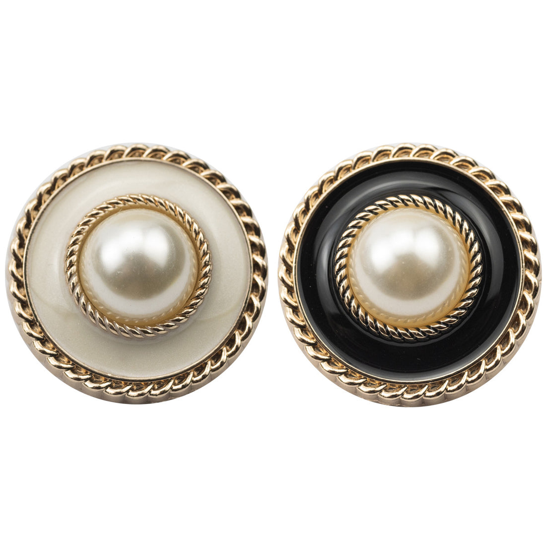 Vintage Black White Pearl Metal Buttons for Lady Coats Dresses 10PCS - Lots of Buttons