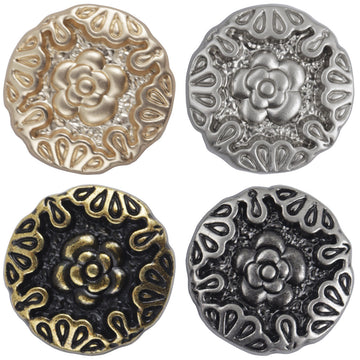 Vintage-Style Bronze Metal Button with Handle and Embossed Rose 10pcs - Lots of Buttons