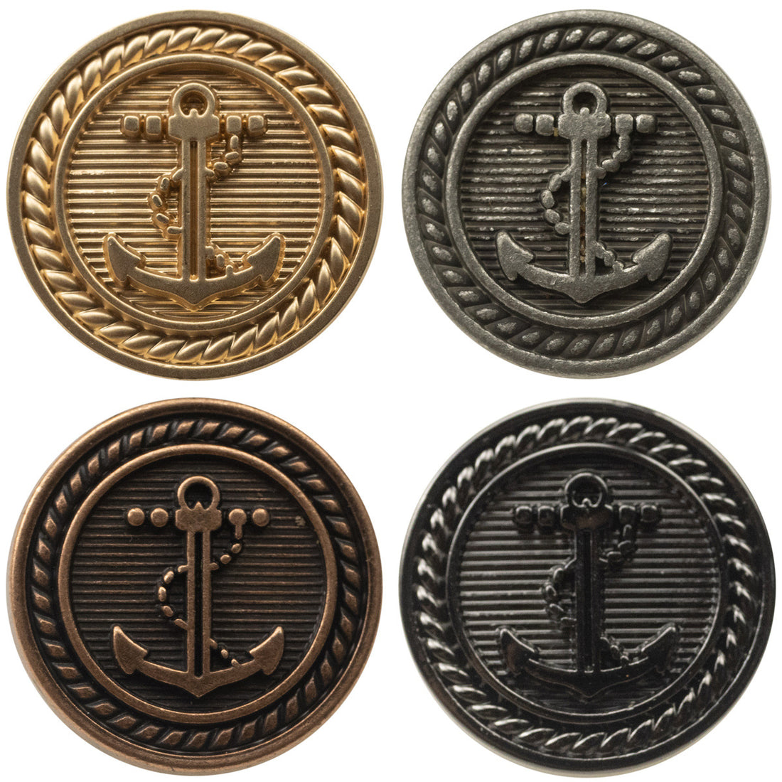 Retro Nautical Anchor Element Metal Buttons for Suits and Coats 5pcs - Lots of Buttons