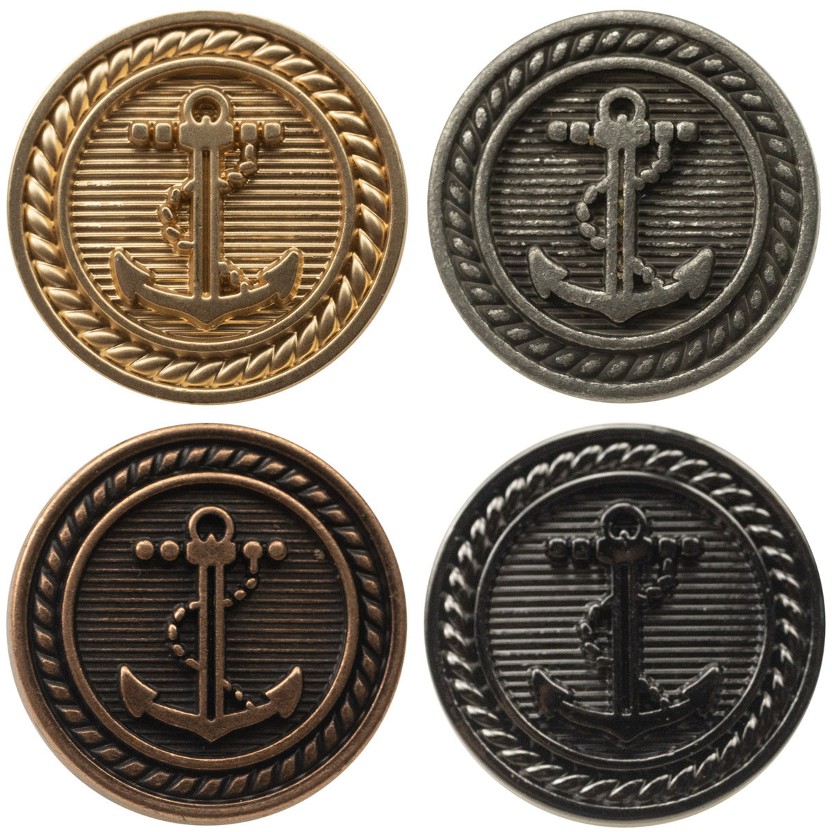 Retro Nautical Anchor Element Metal Buttons for Suits and Coats 5pcs - Lots of Buttons