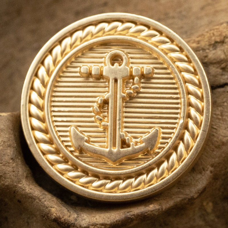 Retro Nautical Anchor Element Metal Buttons for Suits and Coats 5pcs - Lots of Buttons