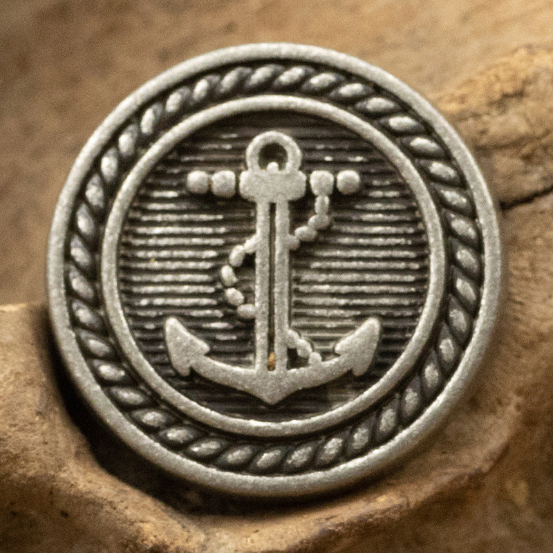 Retro Nautical Anchor Element Metal Buttons for Suits and Coats 5pcs - Lots of Buttons