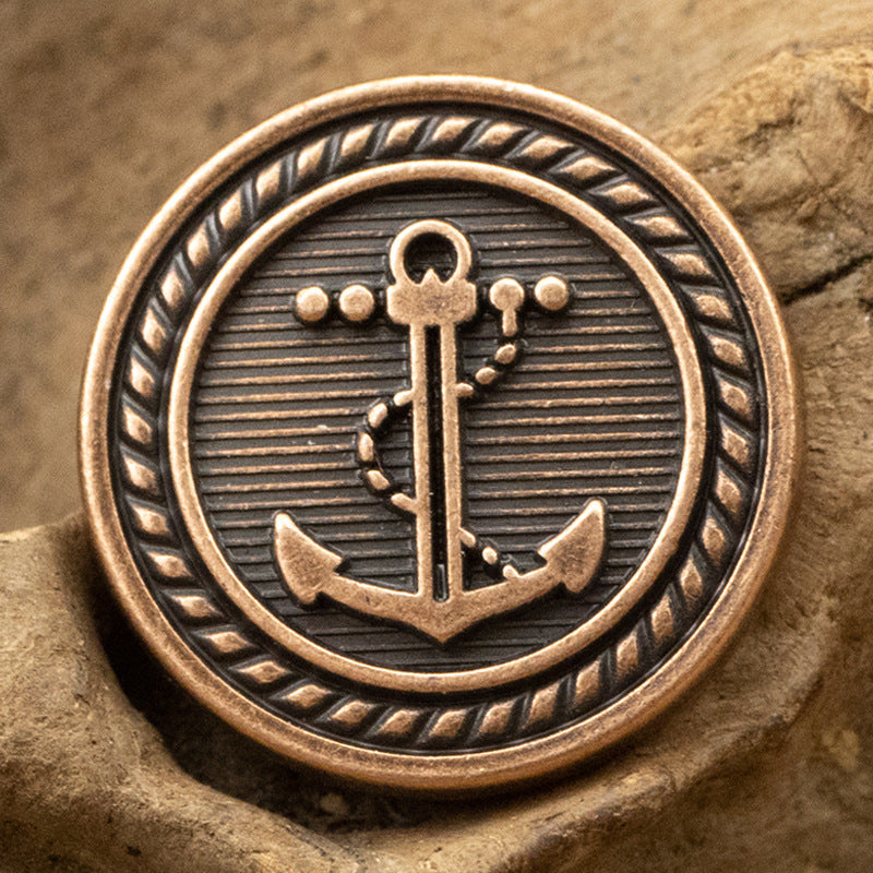Retro Nautical Anchor Element Metal Buttons for Suits and Coats 5pcs - Lots of Buttons