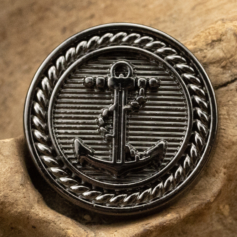 Retro Nautical Anchor Element Metal Buttons for Suits and Coats 5pcs - Lots of Buttons