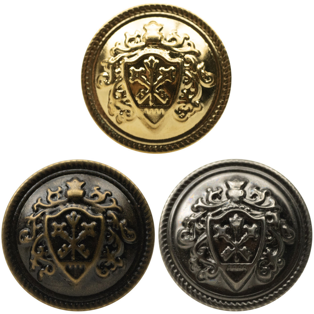 Golden Crown Metal Shank Buttons for Retro Blazers School Uniforms - 20pcs - Lots of Buttons