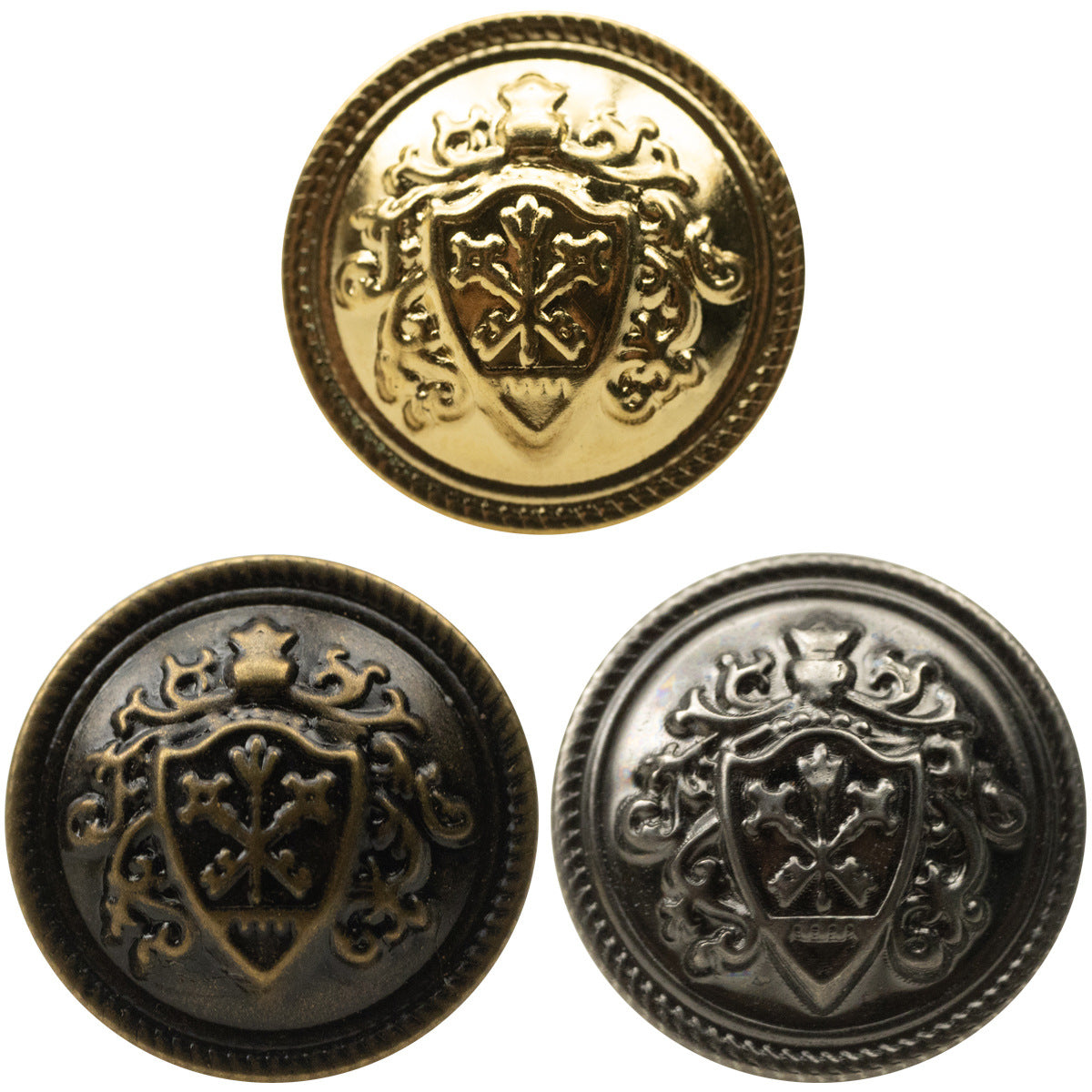 Golden Crown Metal Shank Buttons for Retro Blazers School Uniforms - 20pcs - Lots of Buttons