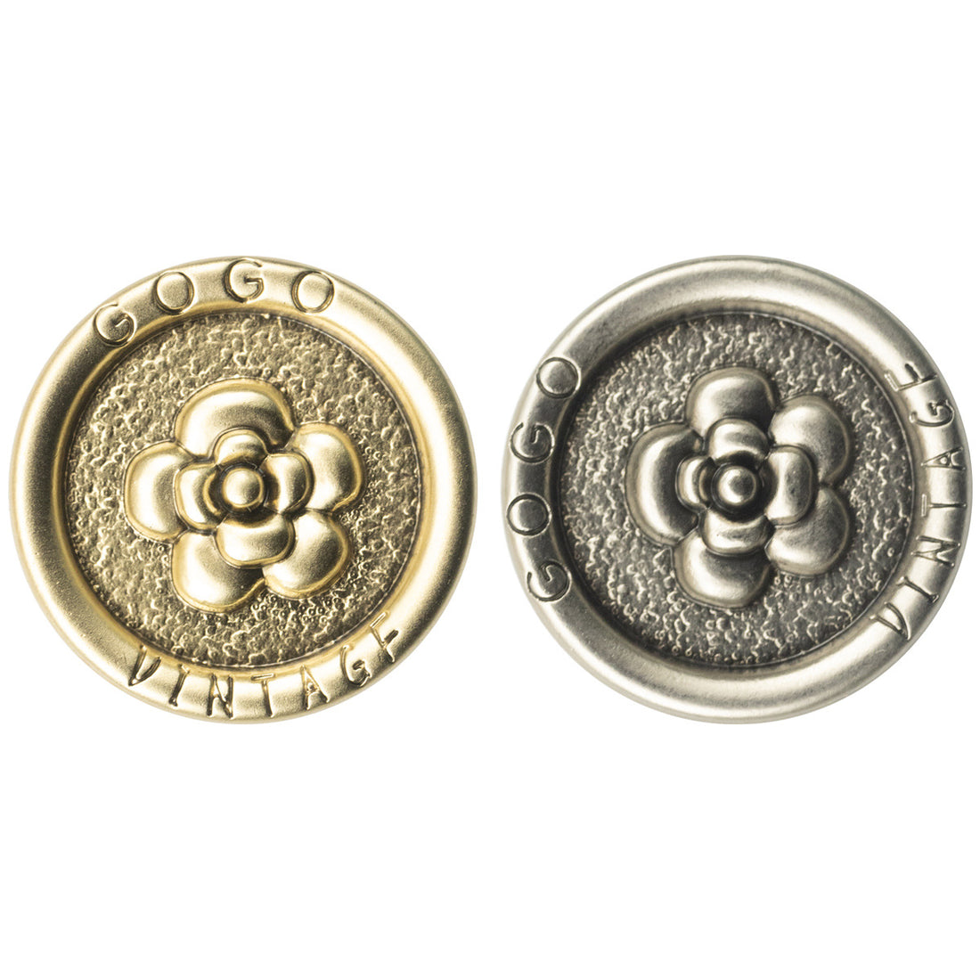Luxury Antique Gold Silver Metal Shank Buttons Rose Pattern 10pcs - Lots of Buttons