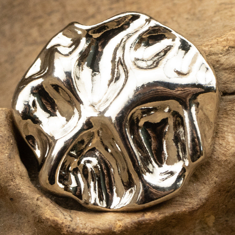 Irregular Surface Wave-Patterned Metal Button with Shank 10pcs - Lots of Buttons