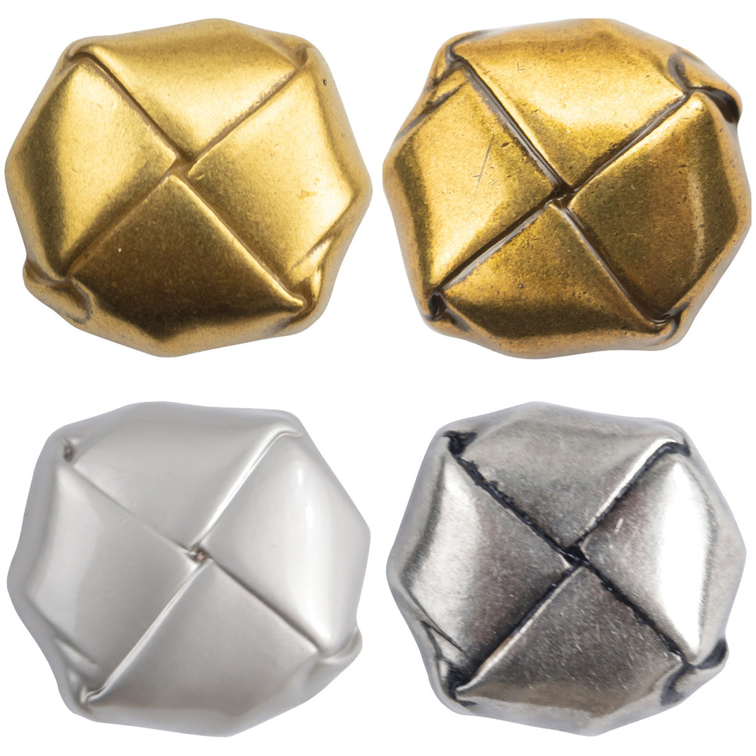 Beret Shaped Gold Silver Lacquered Woven Metal Buttons 10pcs - Lots of Buttons