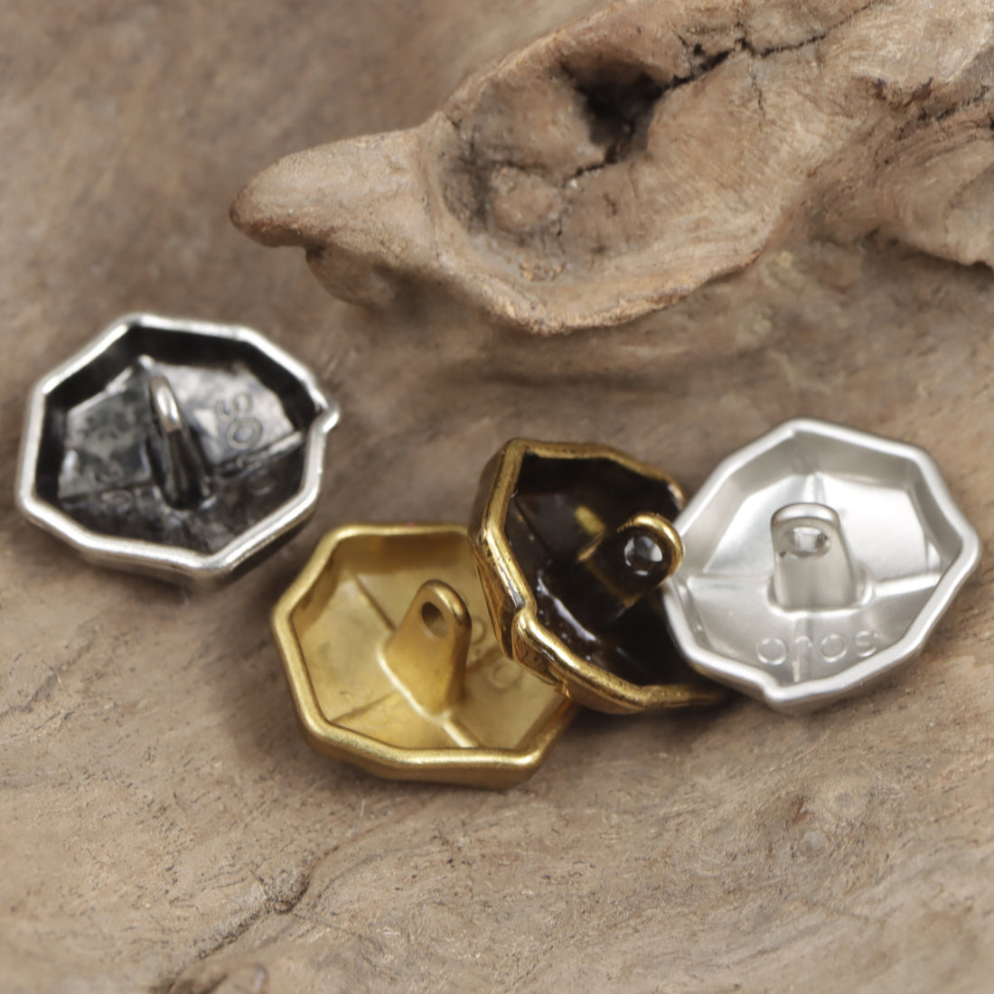 Beret Shaped Gold Silver Lacquered Woven Metal Buttons 10pcs - Lots of Buttons
