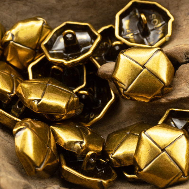 Beret Shaped Gold Silver Lacquered Woven Metal Buttons 10pcs - Lots of Buttons