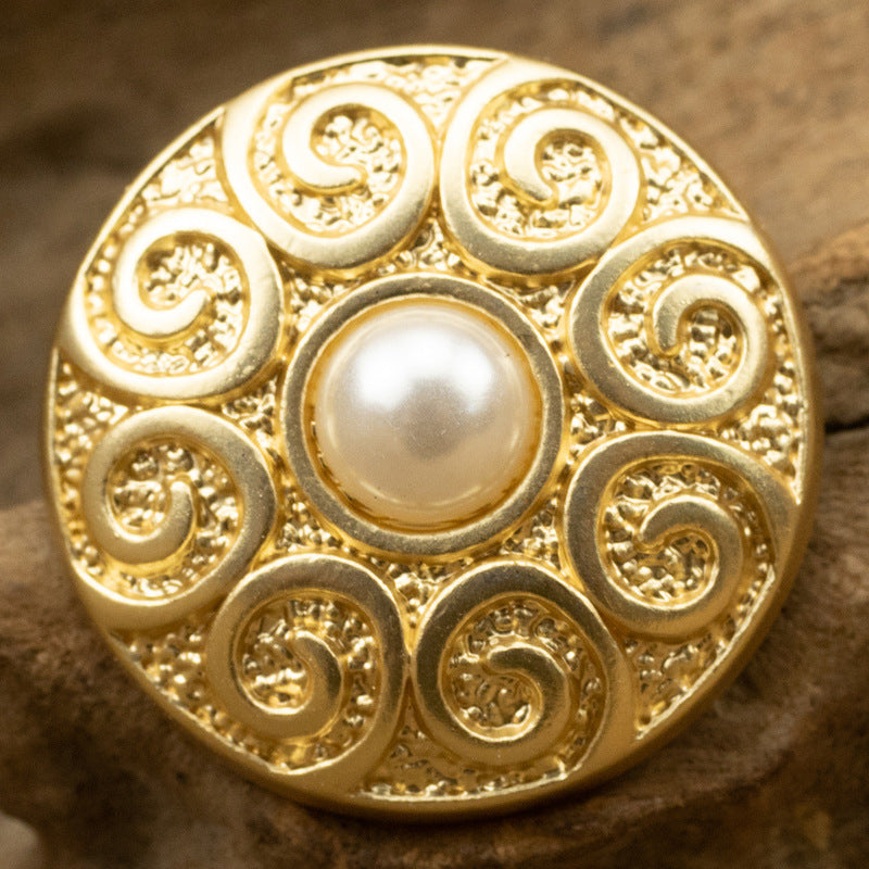 25mm Misty Gold Pearl Metal Button for Luxury Coats 5pcs - Lots of Buttons