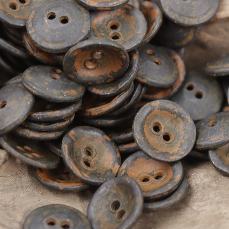 11.5mm Bowl-Shaped Distressed Rust-Colored Metal Buttons 10pcs - Lots of Buttons