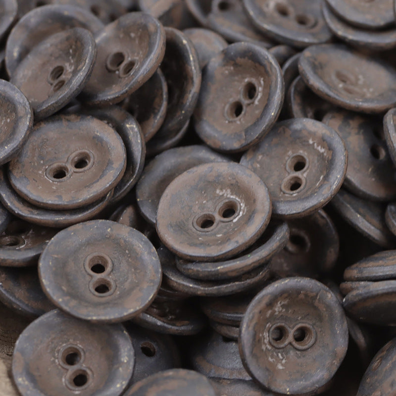 11.5mm Bowl-Shaped Distressed Rust-Colored Metal Buttons 10pcs - Lots of Buttons