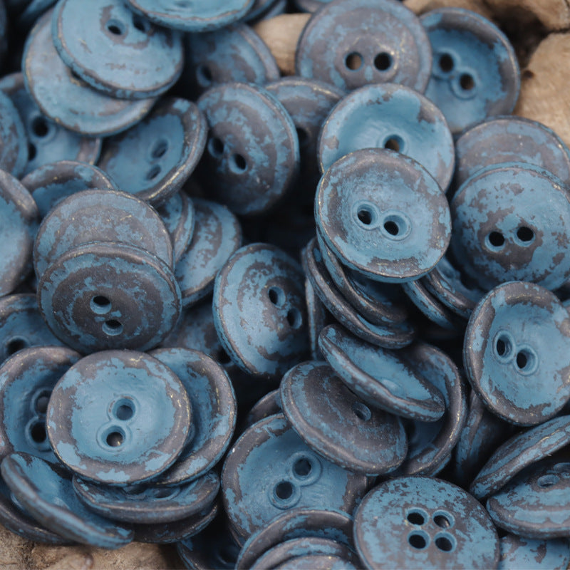 11.5mm Bowl-Shaped Distressed Rust-Colored Metal Buttons 10pcs - Lots of Buttons