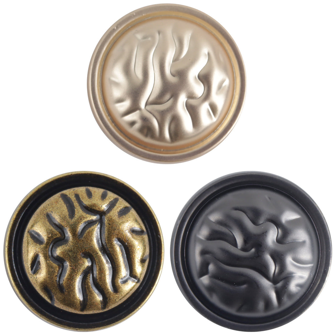 Golden Bronze Irregular Gully Texture Metal Button with Handle 10pcs - Lots of Buttons
