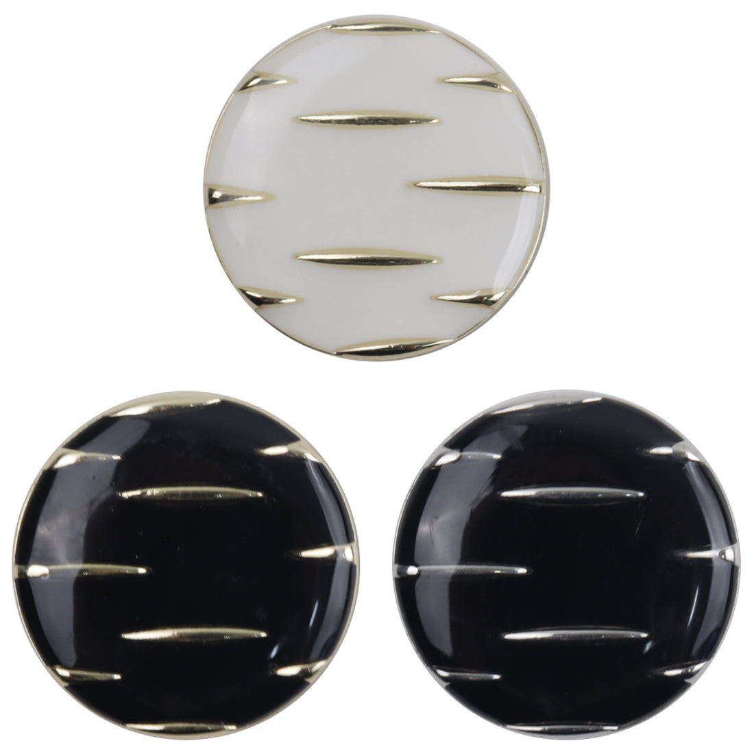 Black and Gold Striped Metal Buttons for Casual Jackets 10pcs - Lots of Buttons