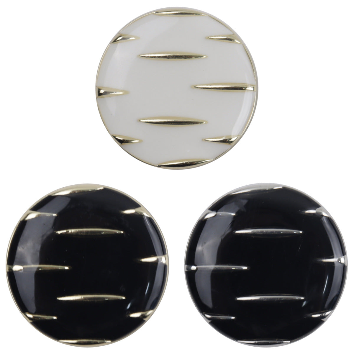 Black and Gold Striped Metal Buttons for Casual Jackets 10pcs - Lots of Buttons