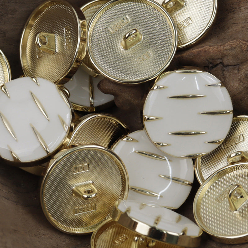 Black and Gold Striped Metal Buttons for Casual Jackets 10pcs - Lots of Buttons