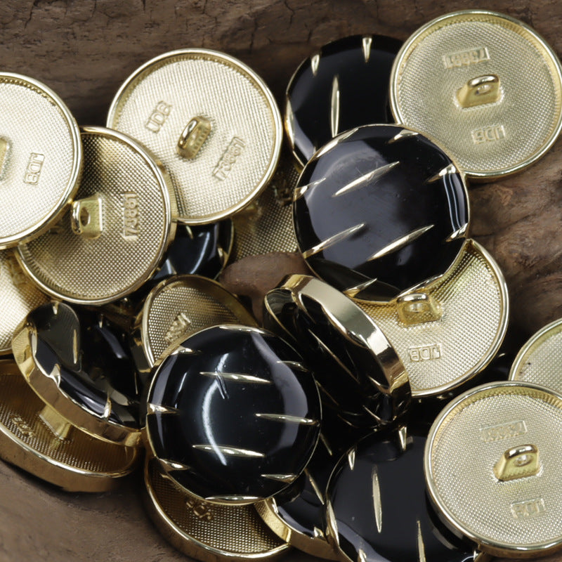 Black and Gold Striped Metal Buttons for Casual Jackets 10pcs - Lots of Buttons