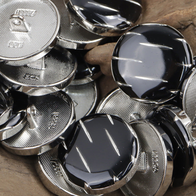 Black and Gold Striped Metal Buttons for Casual Jackets 10pcs - Lots of Buttons