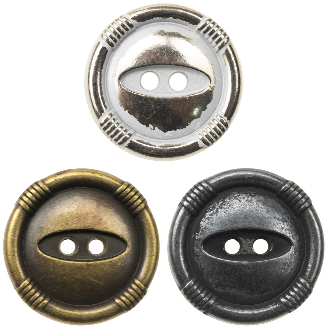 Vintage Bronze Silver Lacquered Cat's Eye Metal Buttons 10pcs 