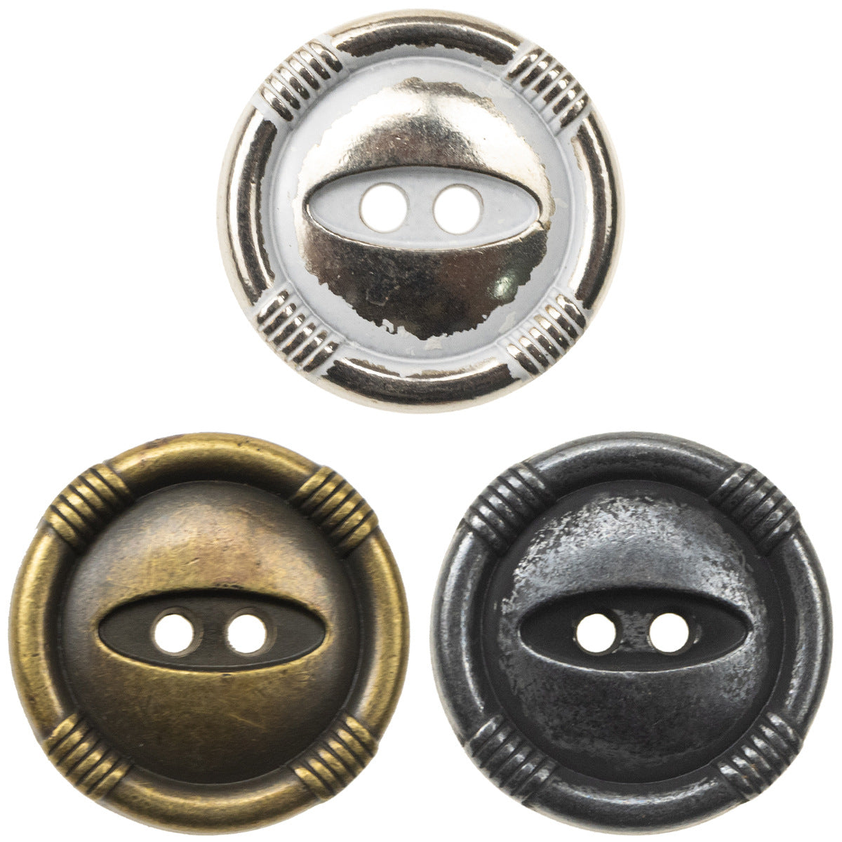 Vintage Bronze Silver Lacquered Cat's Eye Metal Buttons 10pcs - Lots of Buttons
