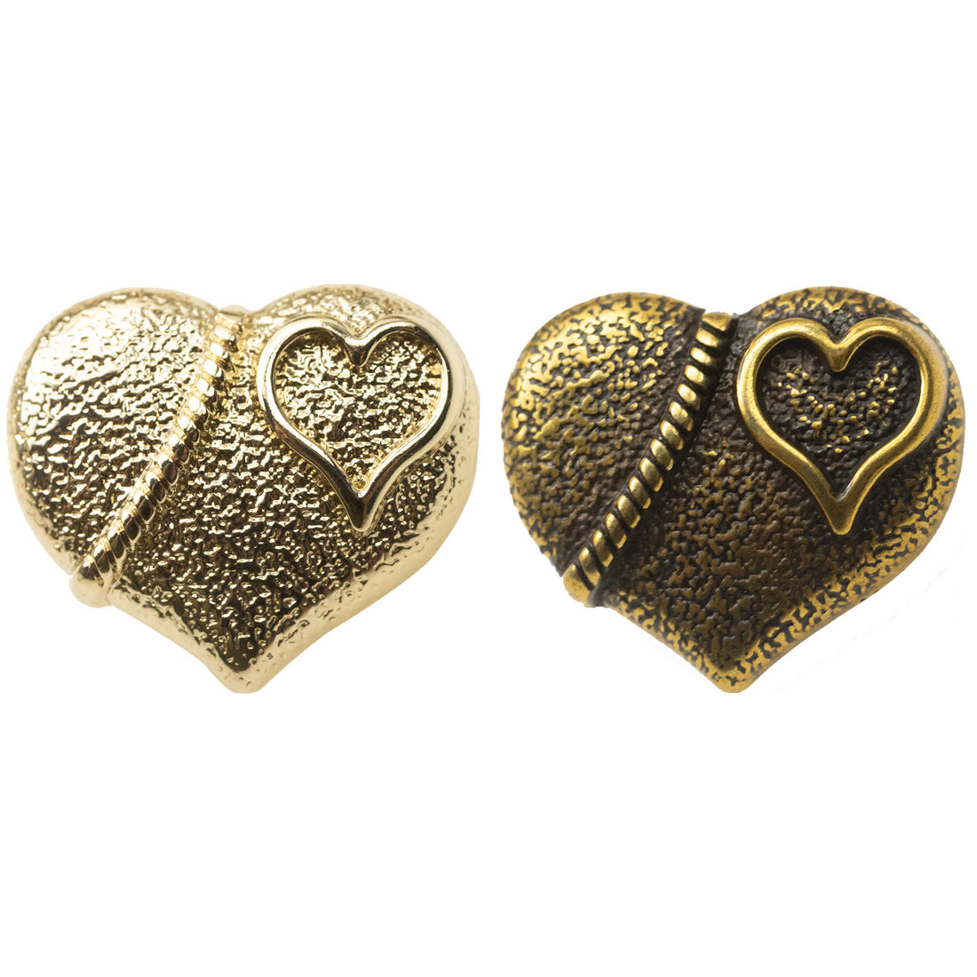 Vintage Heart-Shaped Light Gold Metal Decorative Buttons 10pcs - Lots of Buttons