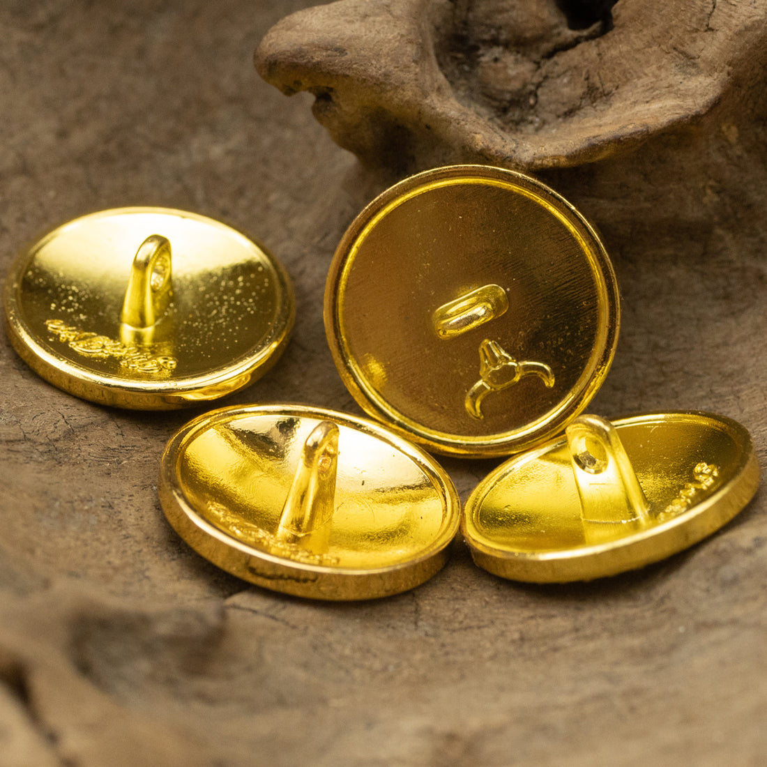 Shiny Gold Metal Shank Buttons Helm Fox Butterfly Design 6pcs - Lots of Buttons