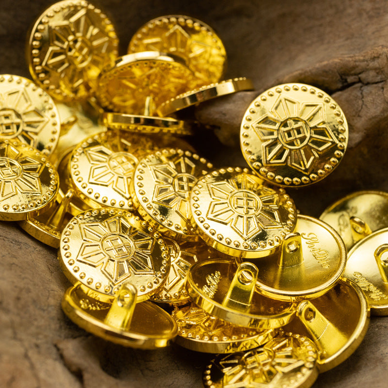 Shiny Gold Metal Shank Buttons Helm Fox Butterfly Design 6pcs - Lots of Buttons