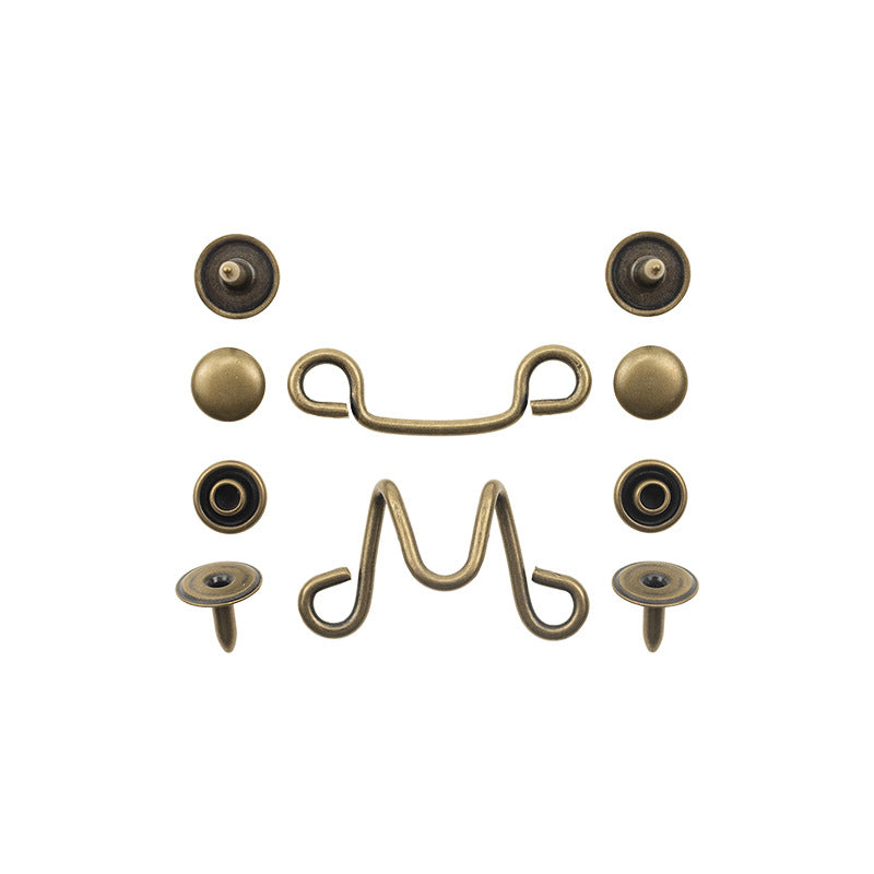 Invisible Antiqued Bronze Brass Hook Buttons for Windbreaker Collar 10pcs - Lots of Buttons