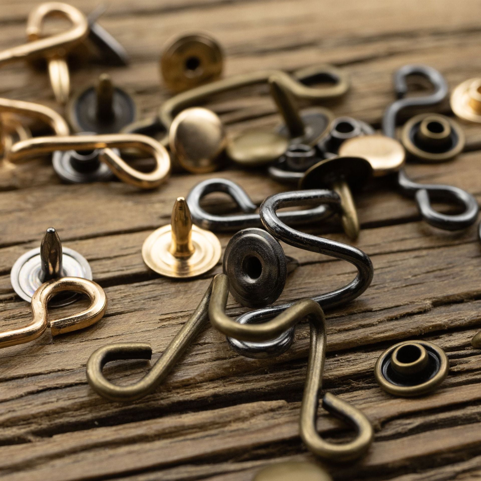 Invisible Antiqued Bronze Brass Hook Buttons for Windbreaker Collar 10pcs - Lots of Buttons