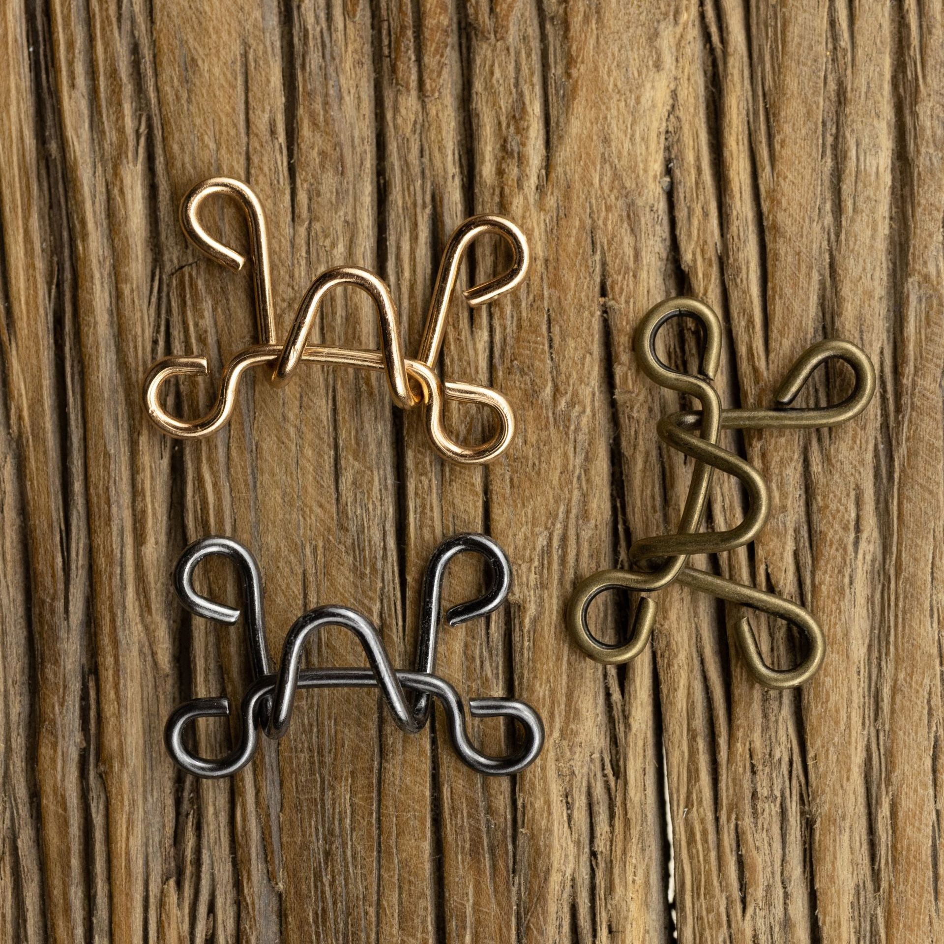 Invisible Antiqued Bronze Brass Hook Buttons for Windbreaker Collar 10pcs - Lots of Buttons