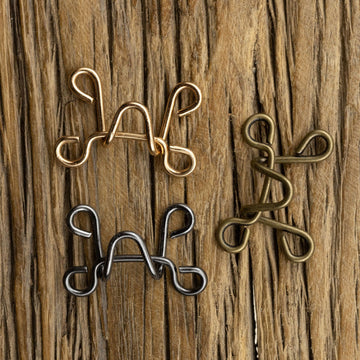 Invisible Antiqued Bronze Brass Hook Buttons for Windbreaker Collar 10pcs - Lots of Buttons