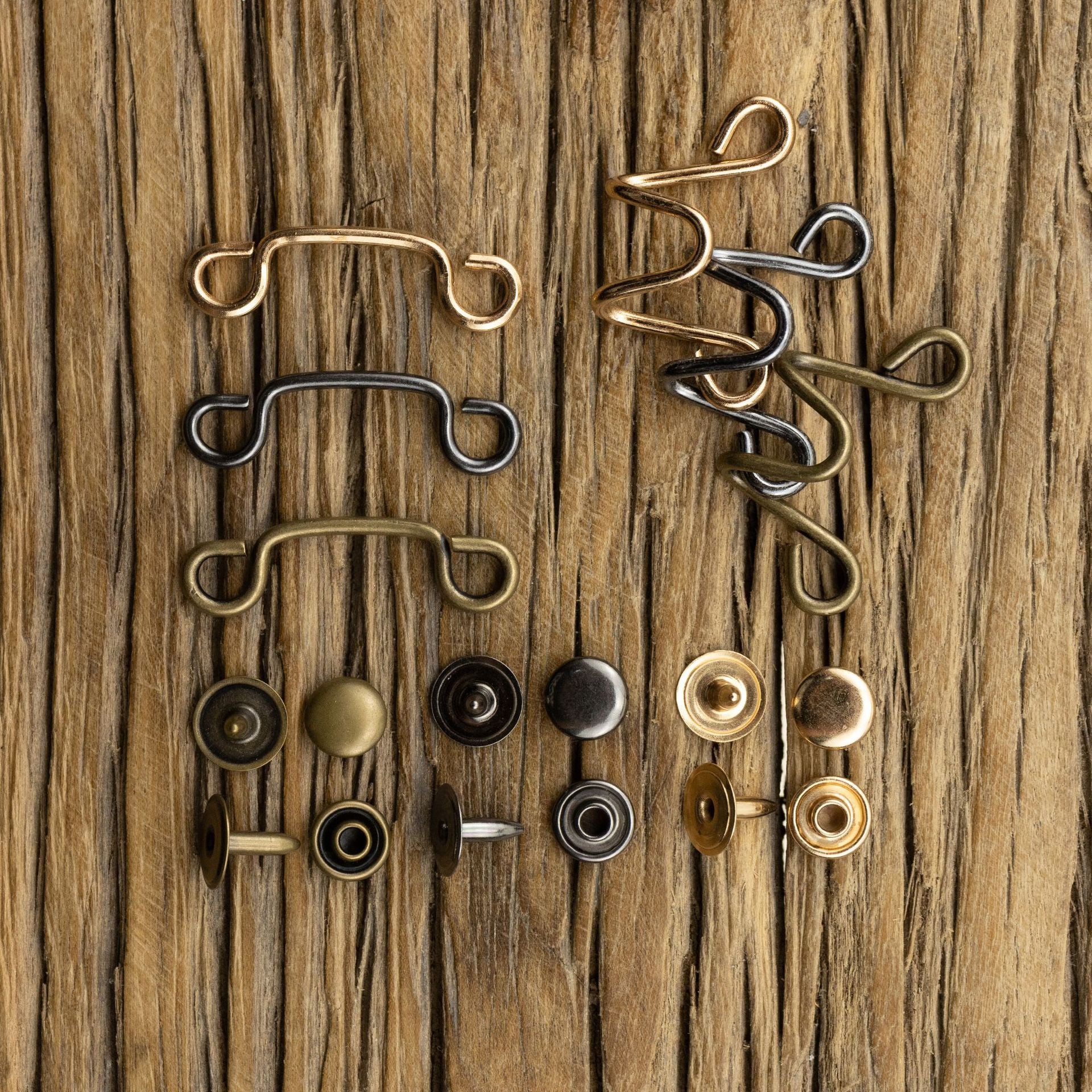 Invisible Antiqued Bronze Brass Hook Buttons for Windbreaker Collar 10pcs - Lots of Buttons